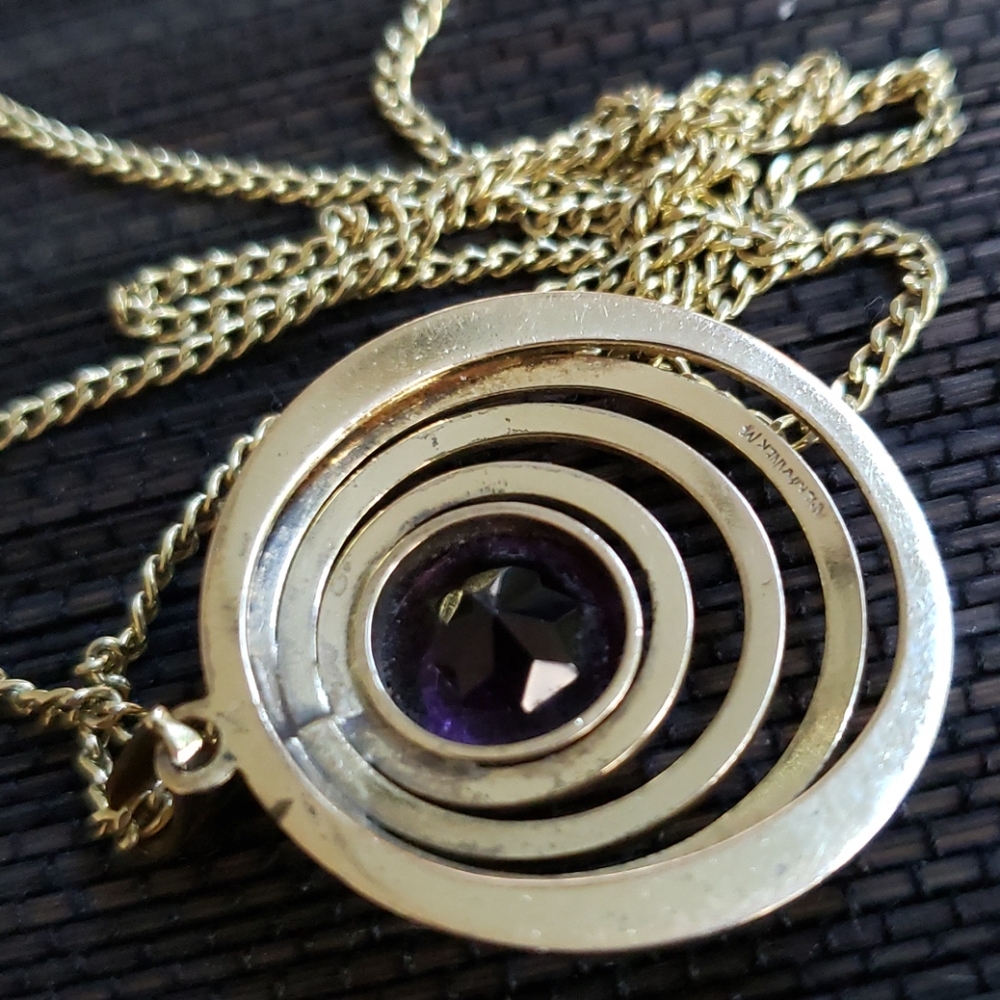💥HP💥 VTG 14k solid Gold chain/w goldplate Amethyst Pendant - Picture 7 of 11